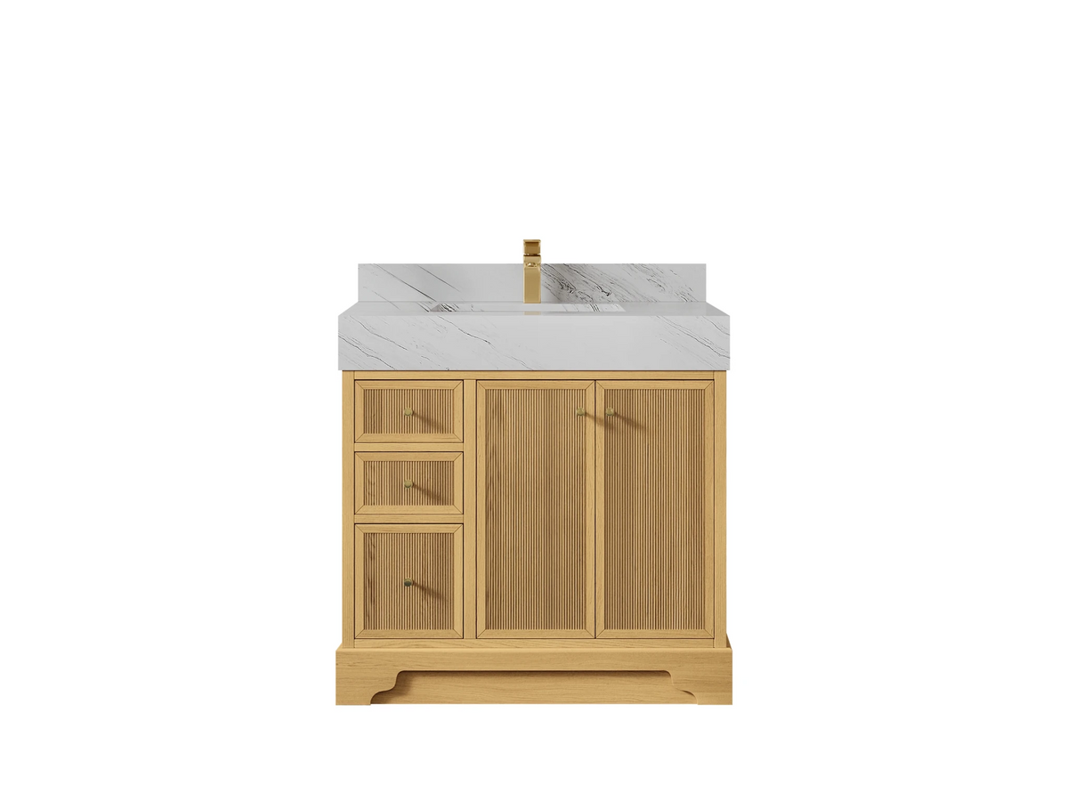 Manhattan White Oak 36 in. W x 22 in. D Center Sink Bathroom Vanity - Willow Bath and Vanity