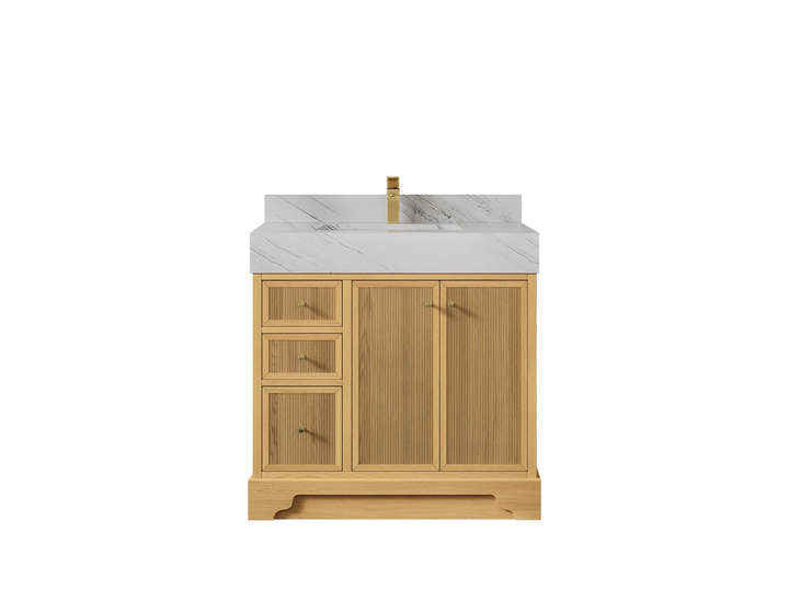 Manhattan White Oak 36 in. W x 22 in. D Center Sink Bathroom Vanity - photo 11