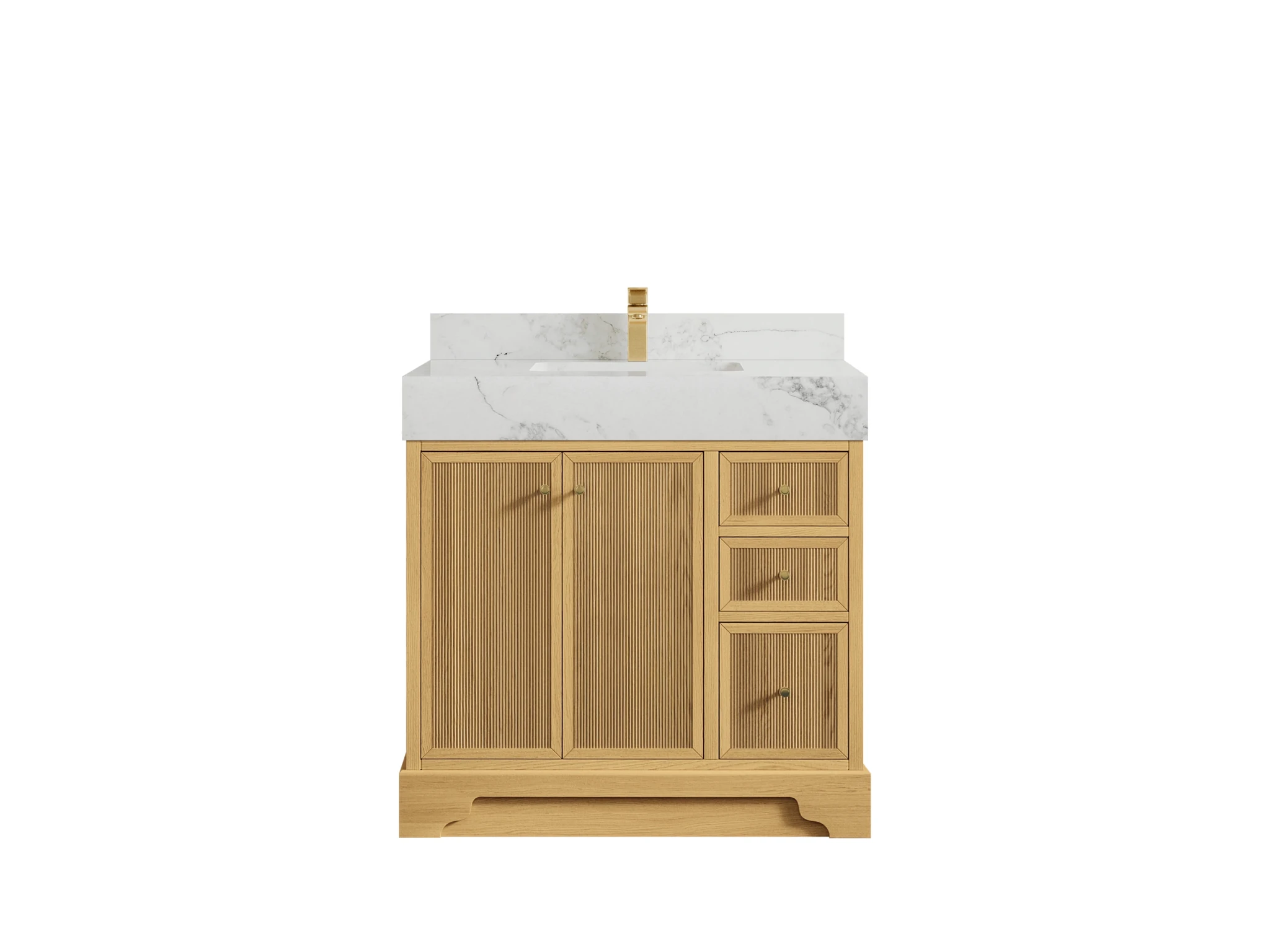 Manhattan White Oak 36 in. W x 22 in. D Center Sink Bathroom Vanity - Willow Bath and Vanity