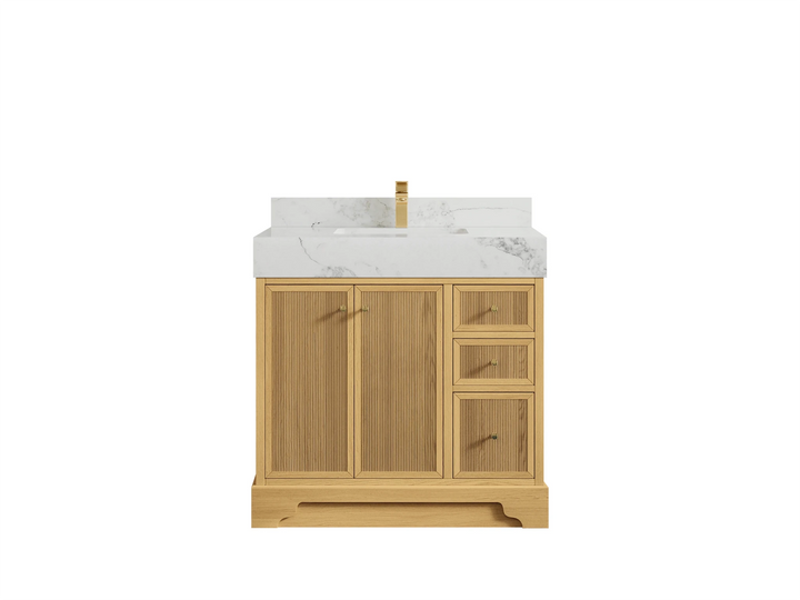 Manhattan White Oak 36 in. W x 22 in. D Center Sink Bathroom Vanity - photo 10