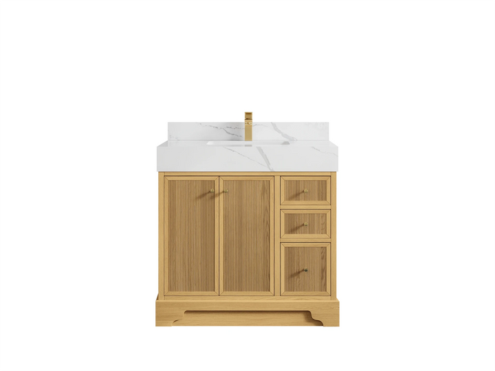 Manhattan White Oak 36 in. W x 22 in. D Center Sink Bathroom Vanity - photo 9