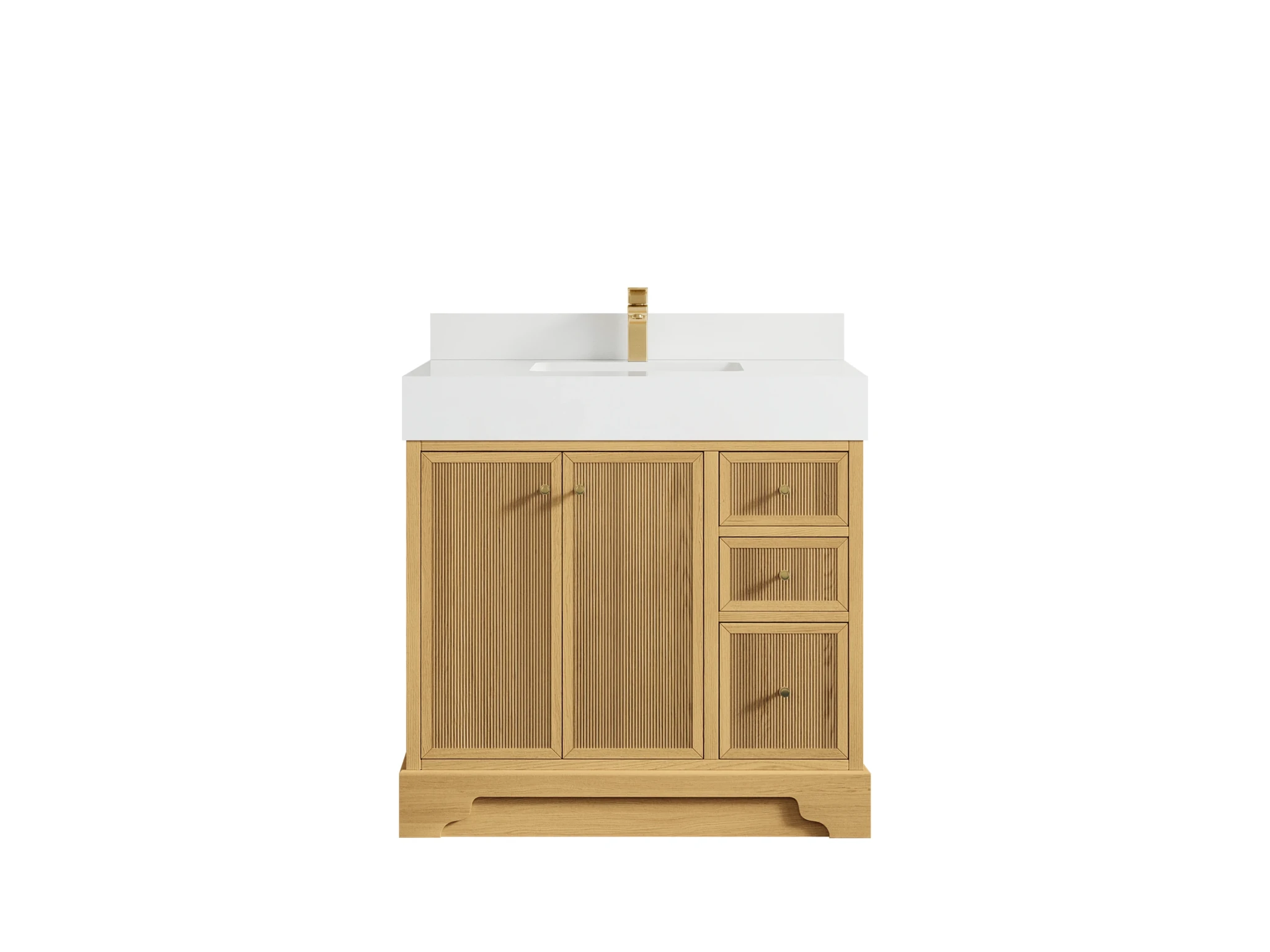 Manhattan White Oak 36 in. W x 22 in. D Center Sink Bathroom Vanity - Willow Bath and Vanity
