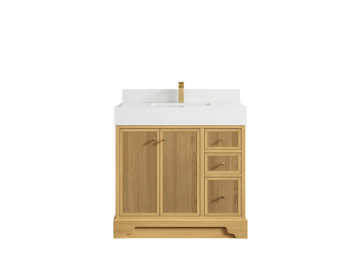 Manhattan White Oak 36 in. W x 22 in. D Center Sink Bathroom Vanity - photo 13