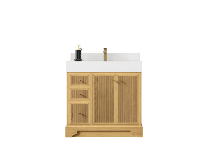 Manhattan White Oak 36 in. W x 22 in. D Center Sink Bathroom Vanity - photo 1