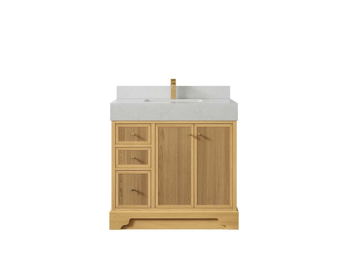 Manhattan White Oak 36 in. W x 22 in. D Center Sink Bathroom Vanity - Willow Bath and Vanity