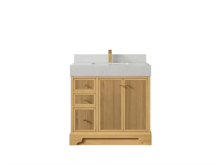 Manhattan White Oak 36 in. W x 22 in. D Center Sink Bathroom Vanity - photo 7
