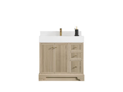 Manhattan White Oak 36 in. W x 22 in. D Center Sink Bathroom Vanity - photo 1