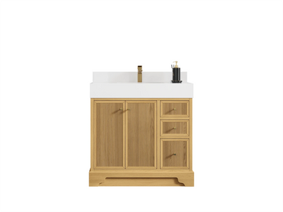 Manhattan White Oak 36 in. W x 22 in. D Center Sink Bathroom Vanity - Willow Bath and Vanity