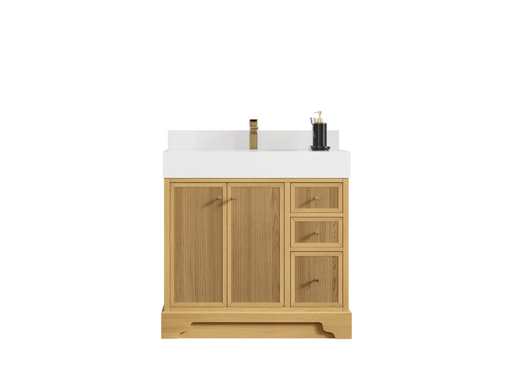 Manhattan White Oak 36 in. W x 22 in. D Center Sink Bathroom Vanity - photo 1