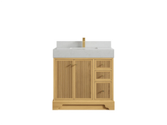 Manhattan White Oak 36 in. W x 22 in. D Center Sink Bathroom Vanity - photo 8