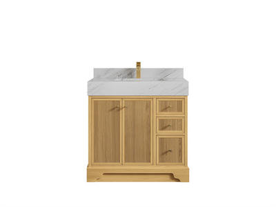 Manhattan White Oak 36 in. W x 22 in. D Center Sink Bathroom Vanity - Willow Bath and Vanity