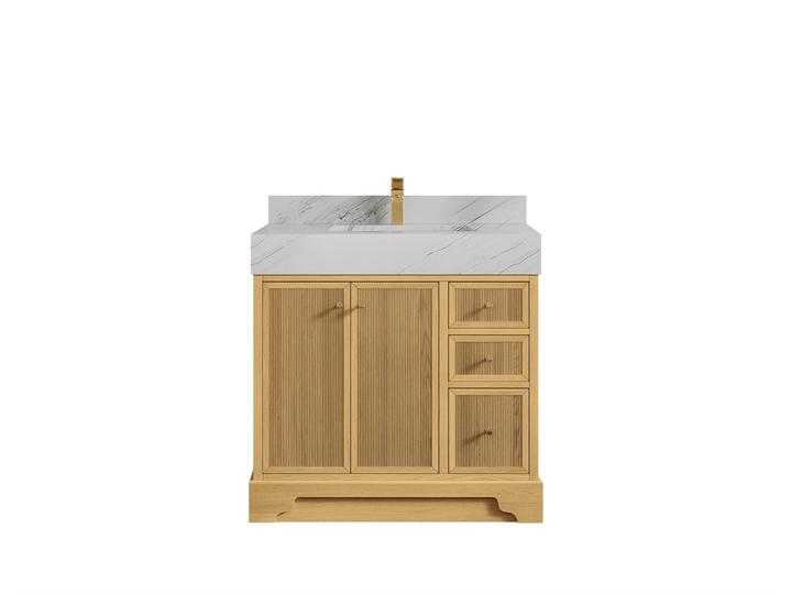 Manhattan White Oak 36 in. W x 22 in. D Center Sink Bathroom Vanity - photo 12