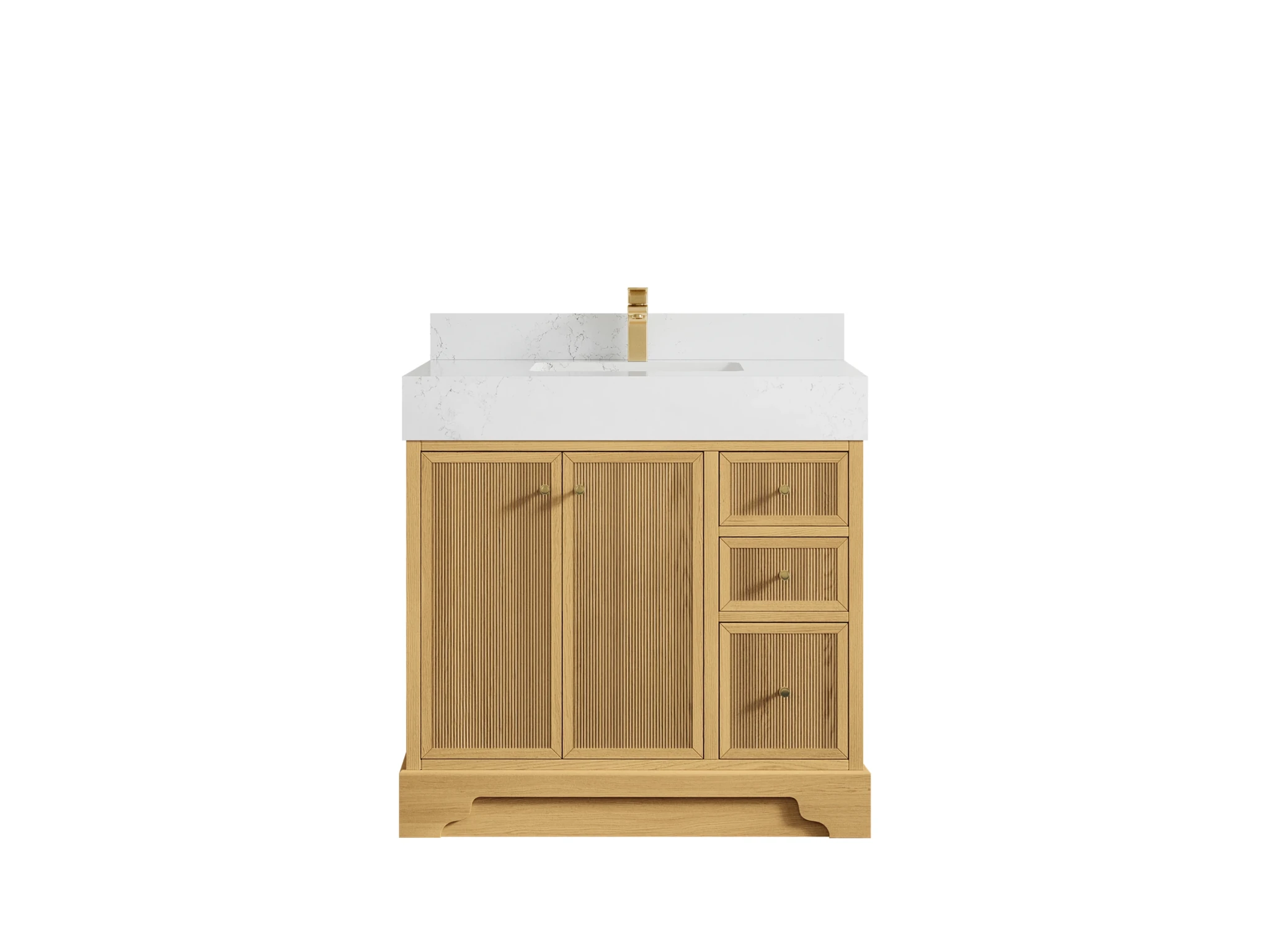 Manhattan White Oak 36 in. W x 22 in. D Center Sink Bathroom Vanity - Willow Bath and Vanity