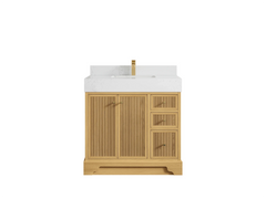 Manhattan White Oak 36 in. W x 22 in. D Center Sink Bathroom Vanity - photo 11