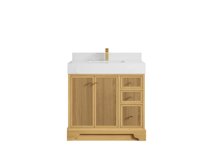 Manhattan White Oak 36 in. W x 22 in. D Center Sink Bathroom Vanity - photo 11