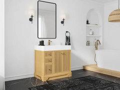 Manhattan White Oak 36 in. W x 22 in. D Center Sink Bathroom Vanity - photo 2