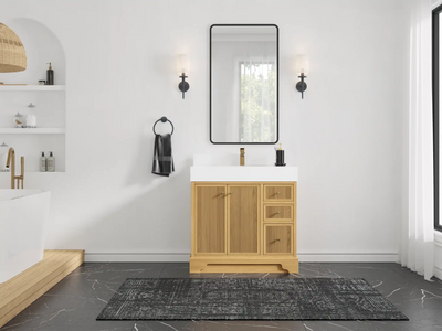 Manhattan White Oak 36 in. W x 22 in. D Center Sink Bathroom Vanity - Willow Bath and Vanity