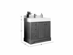 Manhattan White Oak 36 in. W x 22 in. D Center Sink Bathroom Vanity - photo 5