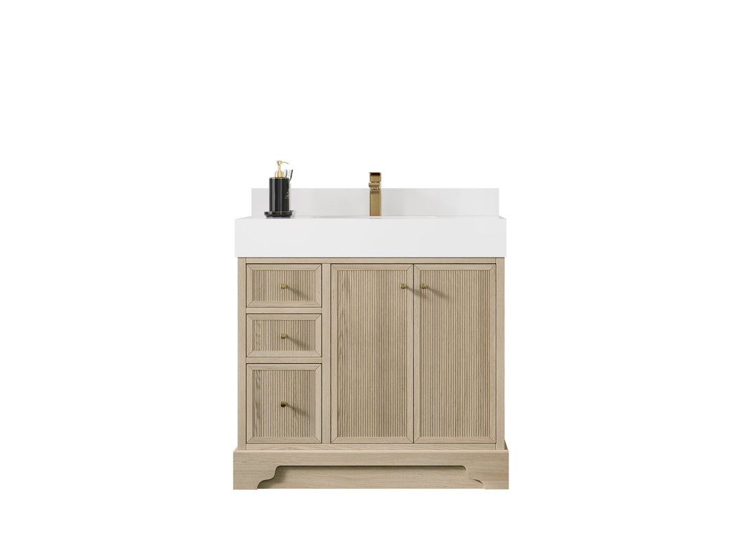Manhattan White Oak 36 in. W x 22 in. D Center Sink Bathroom Vanity - Willow Bath and Vanity