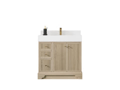Manhattan White Oak 36 in. W x 22 in. D Center Sink Bathroom Vanity - photo 1