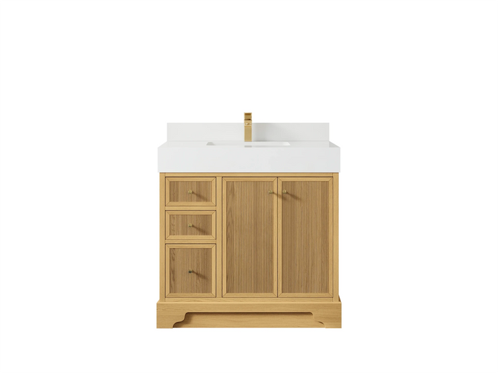 Manhattan White Oak 36 in. W x 22 in. D Center Sink Bathroom Vanity - photo 12