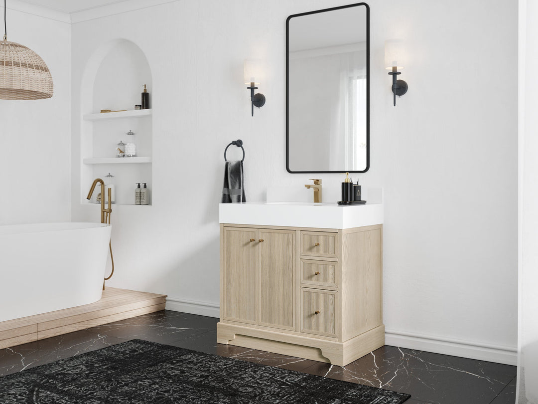 Manhattan White Oak 36 in. W x 22 in. D Center Sink Bathroom Vanity - Willow Bath and Vanity