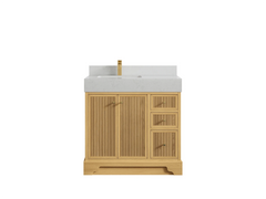 Manhattan White Oak 36 in. W x 22 in. D Left Offset Sink Bathroom Vanity - photo 13