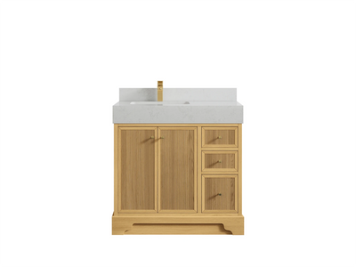 Manhattan White Oak 36 in. W x 22 in. D Left Offset Sink Bathroom Vanity - Willow Bath and Vanity