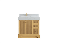 Manhattan White Oak 36 in. W x 22 in. D Left Offset Sink Bathroom Vanity - photo 11