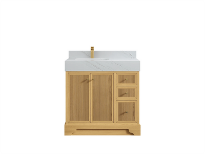 Manhattan White Oak 36 in. W x 22 in. D Left Offset Sink Bathroom Vanity - Willow Bath and Vanity