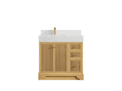 Manhattan White Oak 36 in. W x 22 in. D Left Offset Sink Bathroom Vanity - photo 10