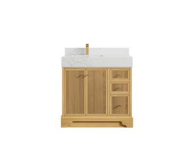 Manhattan White Oak 36 in. W x 22 in. D Left Offset Sink Bathroom Vanity - Willow Bath and Vanity