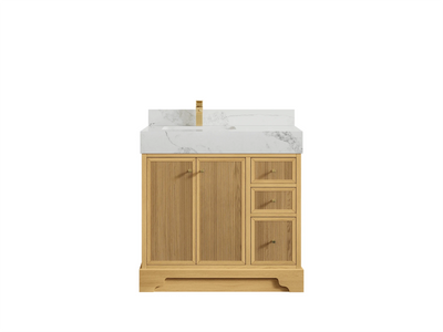 Manhattan White Oak 36 in. W x 22 in. D Left Offset Sink Bathroom Vanity - Willow Bath and Vanity