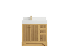 Manhattan White Oak 36 in. W x 22 in. D Left Offset Sink Bathroom Vanity - photo 12