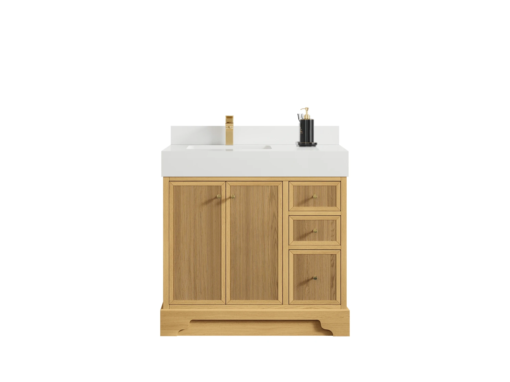 Manhattan White Oak 36 in. W x 22 in. D Left Offset Sink Bathroom Vanity - Willow Bath and Vanity