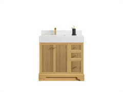 Manhattan White Oak 36 in. W x 22 in. D Left Offset Sink Bathroom Vanity - photo 1