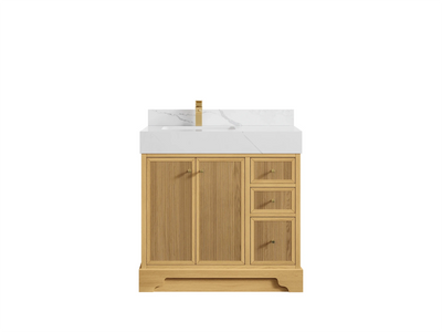 Manhattan White Oak 36 in. W x 22 in. D Left Offset Sink Bathroom Vanity - Willow Bath and Vanity