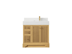 Manhattan White Oak 36 in. W x 22 in. D Right Offset Sink Bathroom Vanity - photo 12