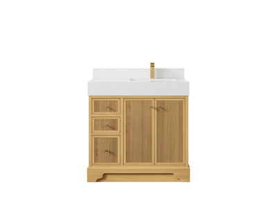 Manhattan White Oak 36 in. W x 22 in. D Right Offset Sink Bathroom Vanity - Willow Bath and Vanity