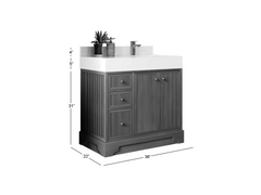 Manhattan White Oak 36 in. W x 22 in. D Right Offset Sink Bathroom Vanity - photo 5