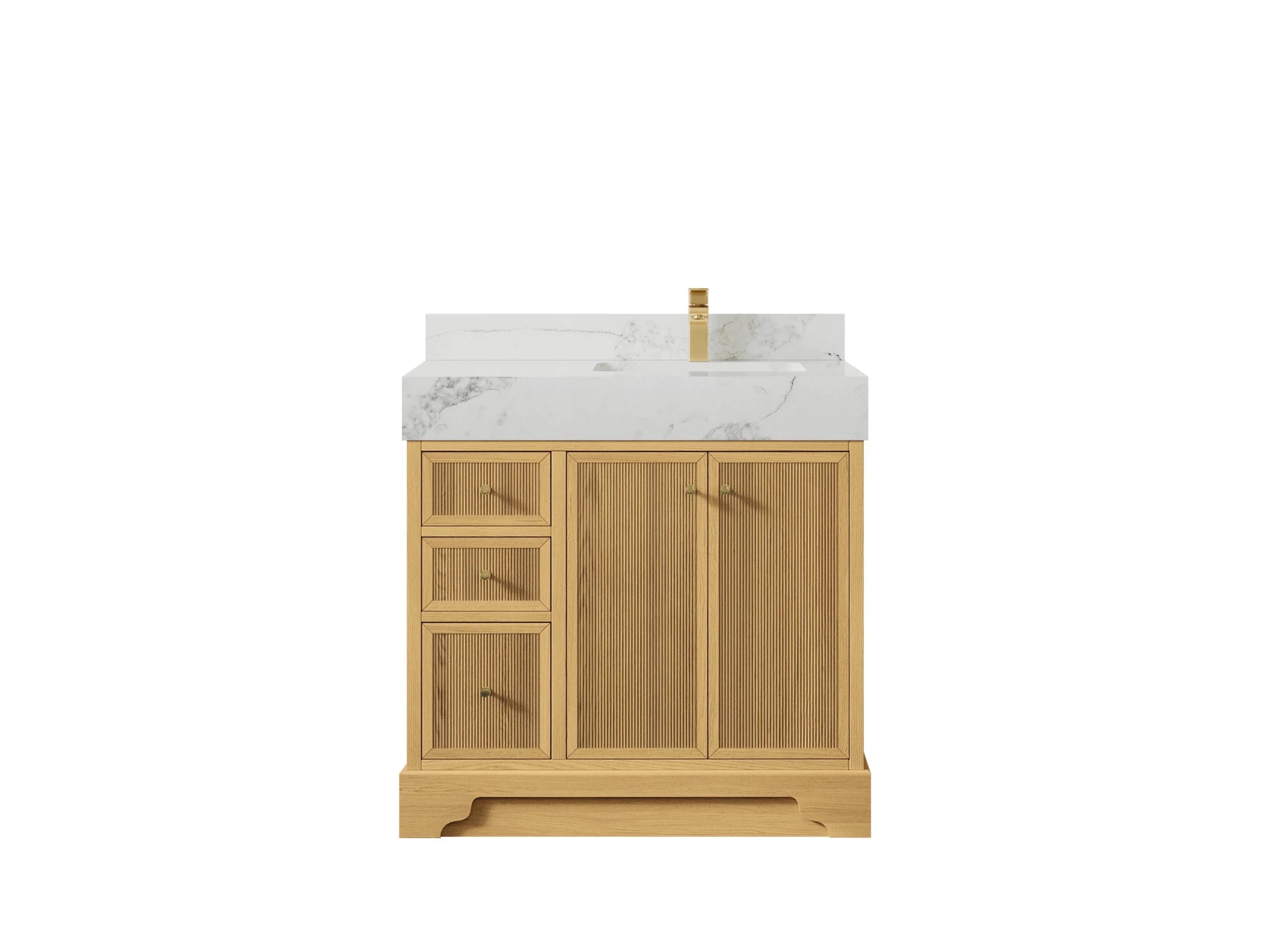 Manhattan White Oak 36 in. W x 22 in. D Right Offset Sink Bathroom Vanity - Willow Bath and Vanity
