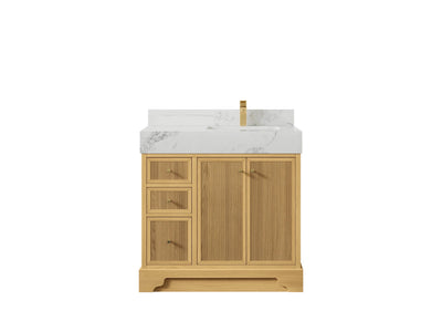 Manhattan White Oak 36 in. W x 22 in. D Right Offset Sink Bathroom Vanity - Willow Bath and Vanity