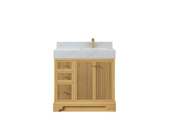 Manhattan White Oak 36 in. W x 22 in. D Right Offset Sink Bathroom Vanity - photo 11