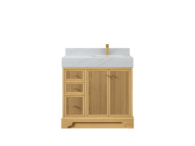Manhattan White Oak 36 in. W x 22 in. D Right Offset Sink Bathroom Vanity - Willow Bath and Vanity