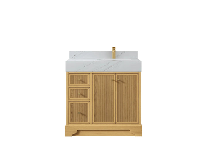 Manhattan White Oak 36 in. W x 22 in. D Right Offset Sink Bathroom Vanity - photo 11