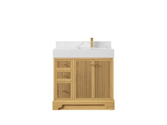 Manhattan White Oak 36 in. W x 22 in. D Right Offset Sink Bathroom Vanity - photo 8