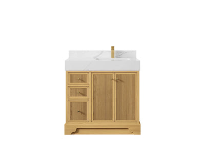 Manhattan White Oak 36 in. W x 22 in. D Right Offset Sink Bathroom Vanity - Willow Bath and Vanity