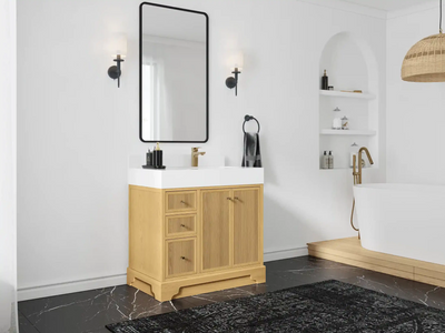 Manhattan White Oak 36 in. W x 22 in. D Right Offset Sink Bathroom Vanity - Willow Bath and Vanity