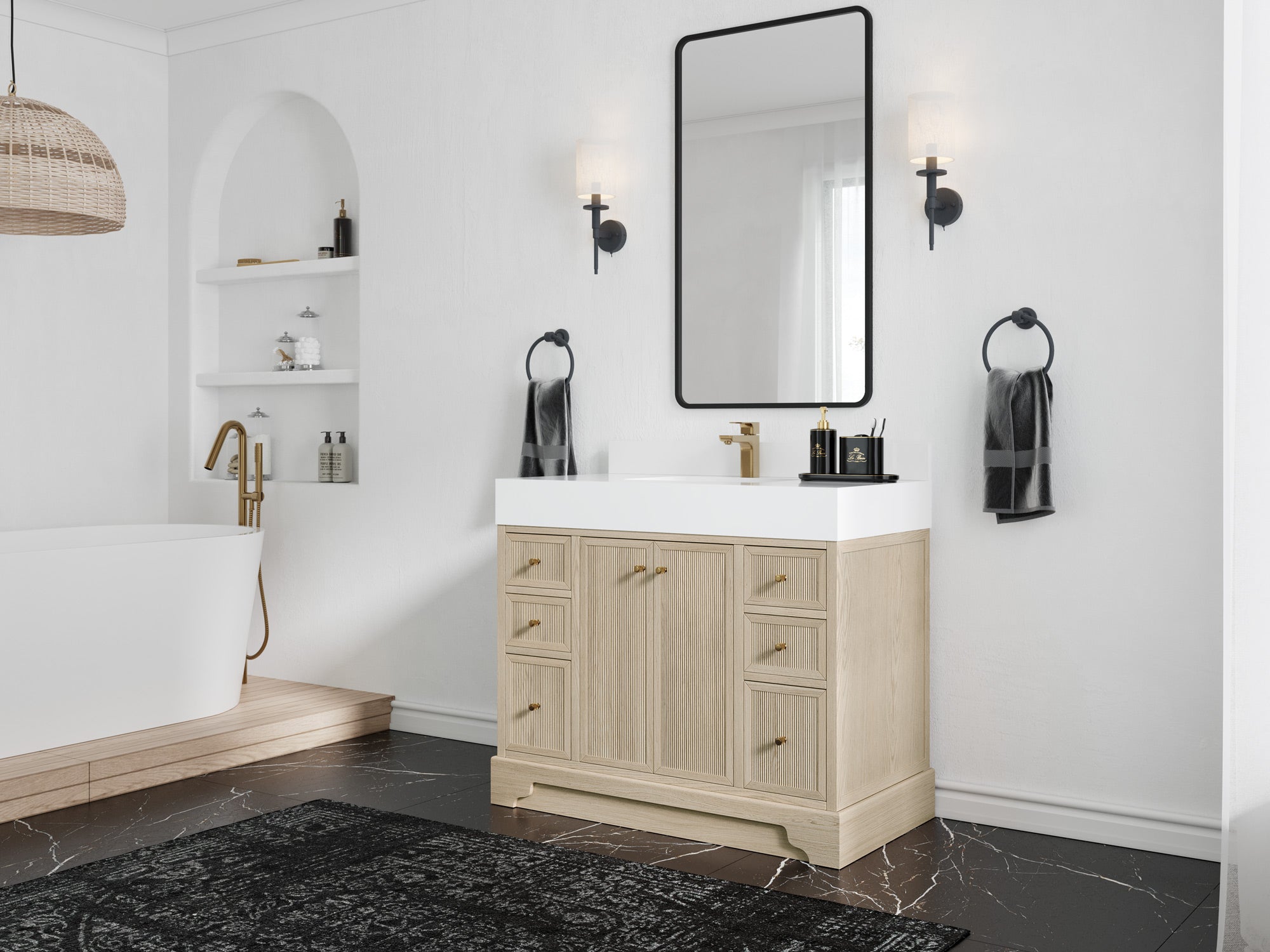 Manhattan White Oak 42 in. W x 22 in. D Single Sink Bathroom Vanity - Willow Bath and Vanity