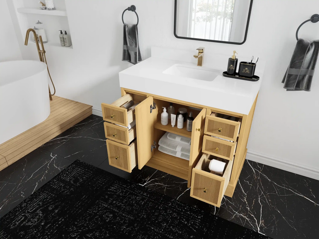 Manhattan White Oak 42 in. W x 22 in. D Single Sink Bathroom Vanity | 
              
                White Oak
                
                  
             - MNH_WHOK_EMP_WT_42 - photo №3